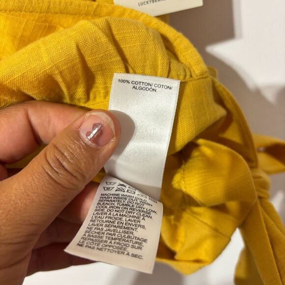 NWT Lucky Brand Womens Yellow Textured Side Tie Wrap Short Sleeve Top Size XL - Picture 11 of 12